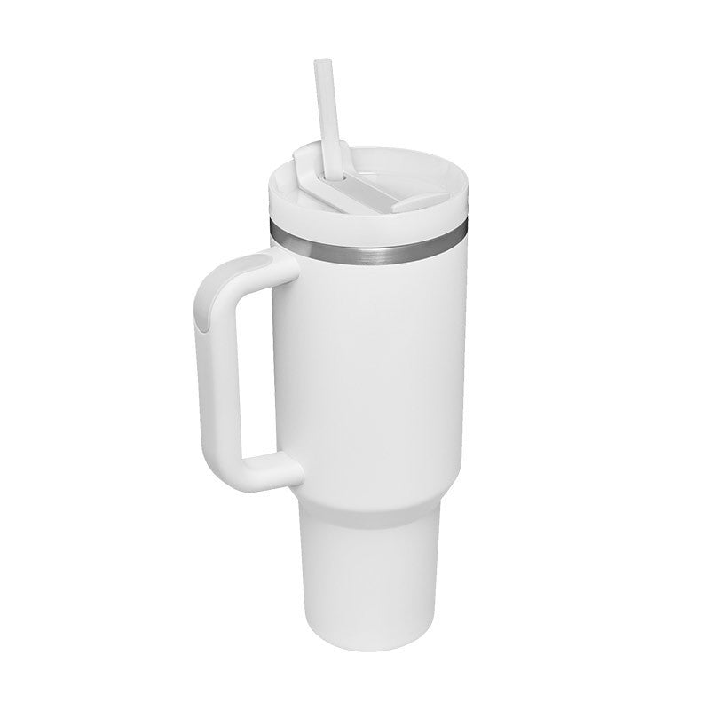 40 Oz Insulated Tumbler with Handle & Straw – Spill-Proof Stainless Steel Mug for Travel, Gym, & Office