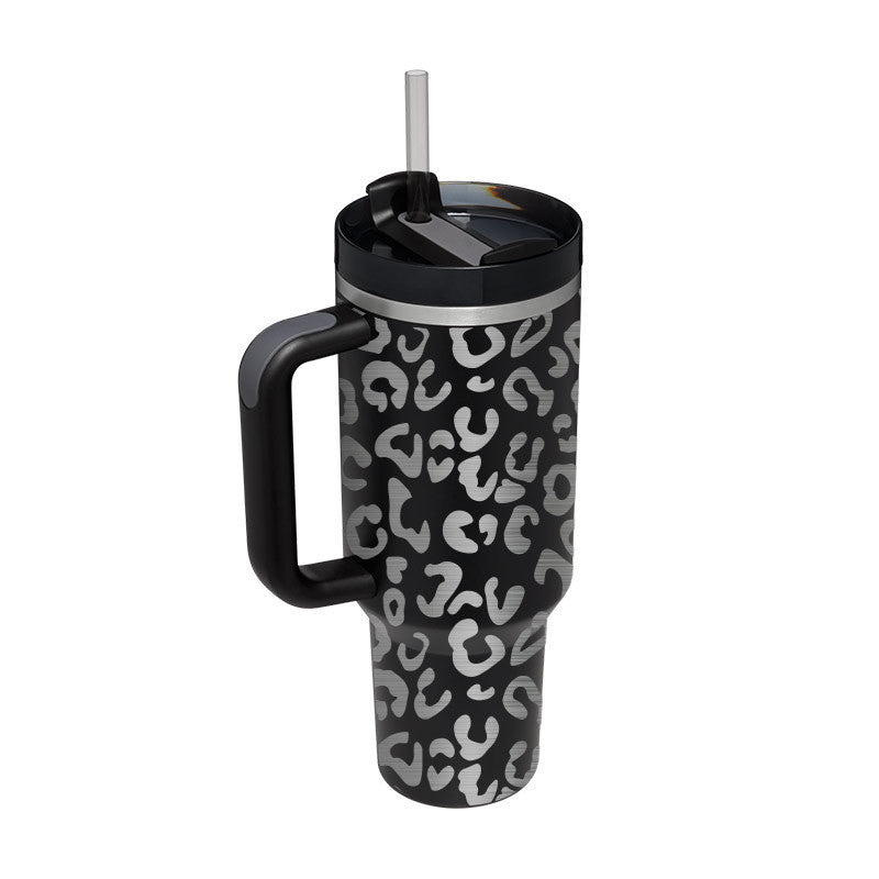 40 Oz Insulated Tumbler with Handle & Straw – Spill-Proof Stainless Steel Mug for Travel, Gym, & Office