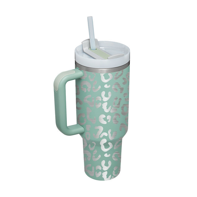 40 Oz Insulated Tumbler with Handle & Straw – Spill-Proof Stainless Steel Mug for Travel, Gym, & Office