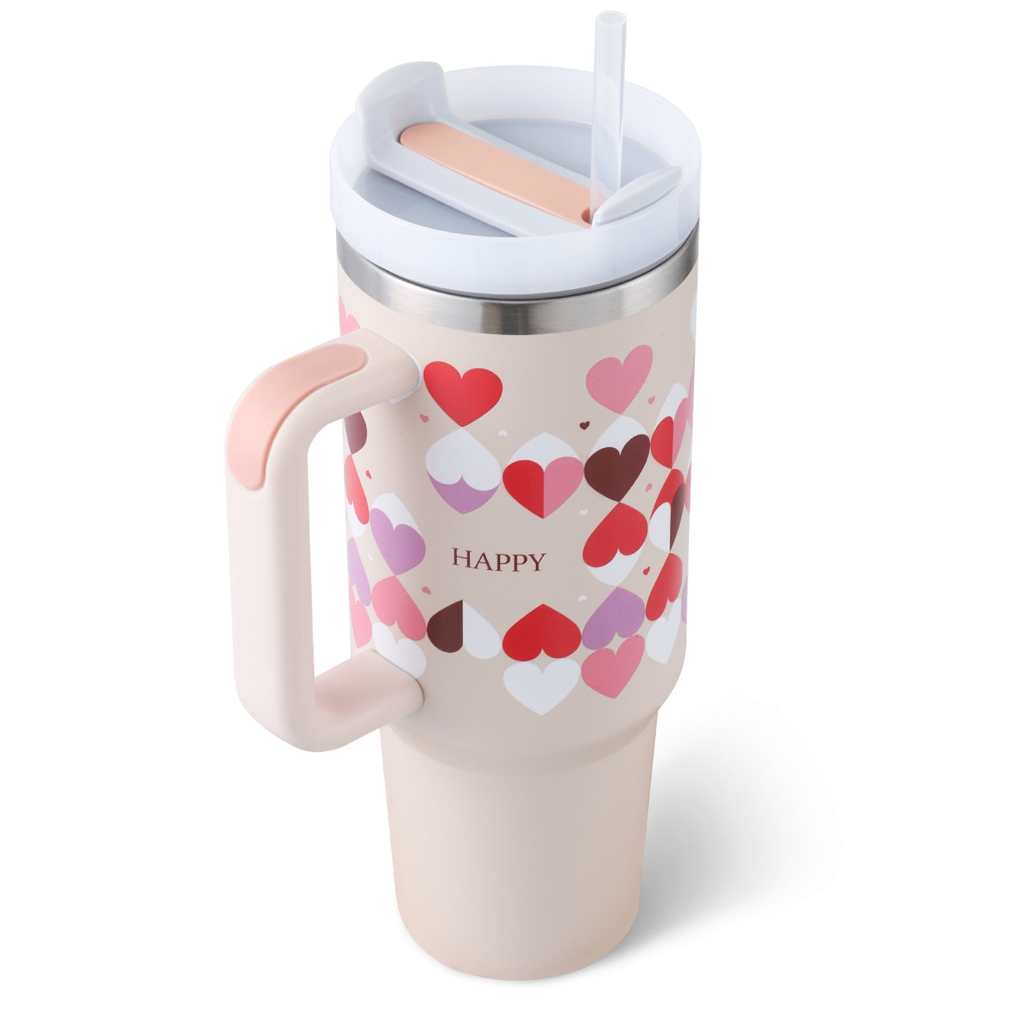 40 Oz Insulated Tumbler with Handle & Straw – Spill-Proof Stainless Steel Mug for Travel, Gym, & Office