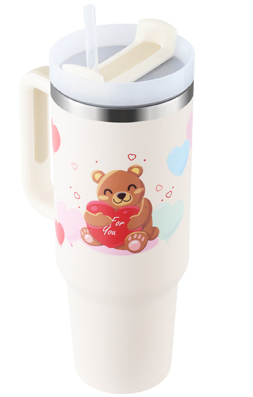 40 Oz Insulated Tumbler with Handle & Straw – Spill-Proof Stainless Steel Mug for Travel, Gym, & Office