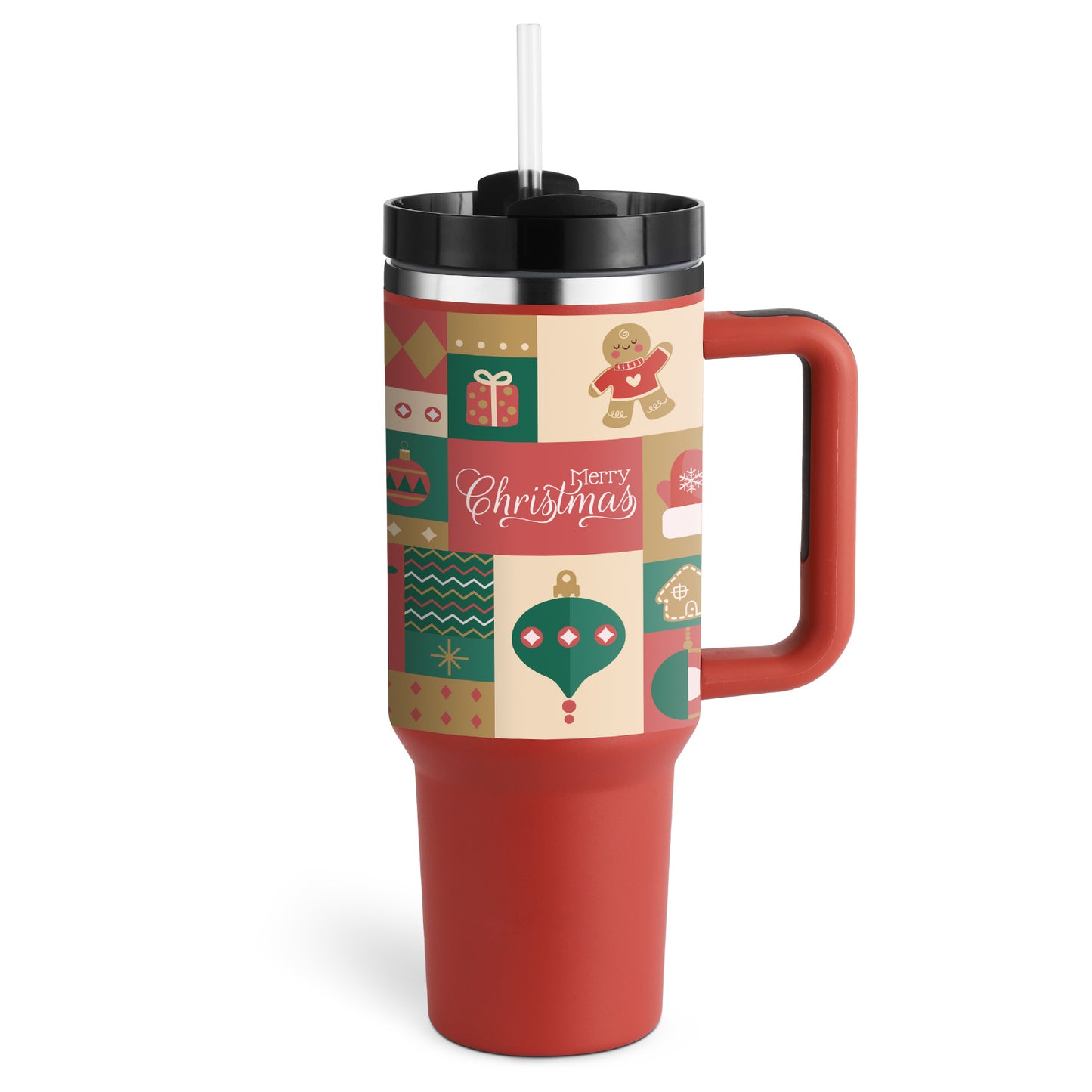 40 Oz Insulated Tumbler with Handle & Straw – Spill-Proof Stainless Steel Mug for Travel, Gym, & Office