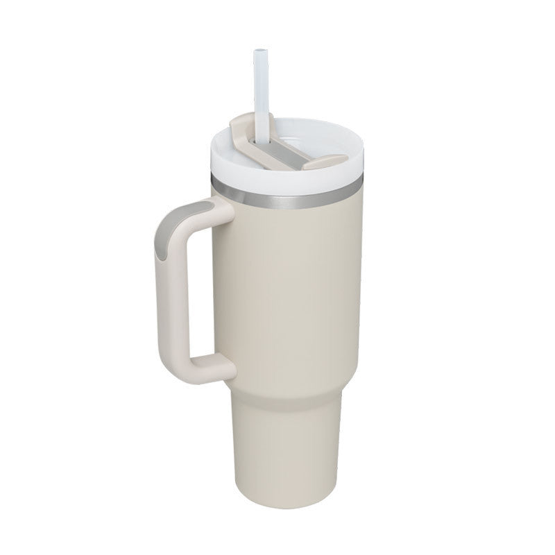 40 Oz Insulated Tumbler with Handle & Straw – Spill-Proof Stainless Steel Mug for Travel, Gym, & Office