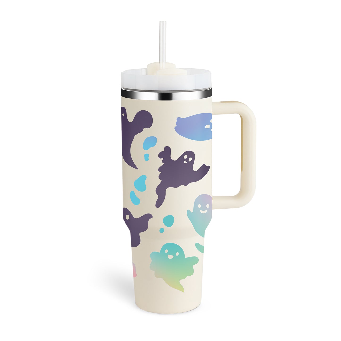 40 Oz Insulated Tumbler with Handle & Straw – Spill-Proof Stainless Steel Mug for Travel, Gym, & Office