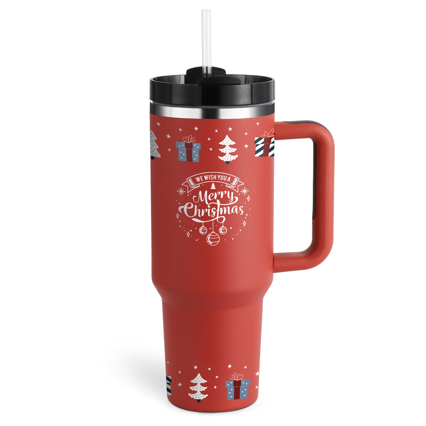 40 Oz Insulated Tumbler with Handle & Straw – Spill-Proof Stainless Steel Mug for Travel, Gym, & Office