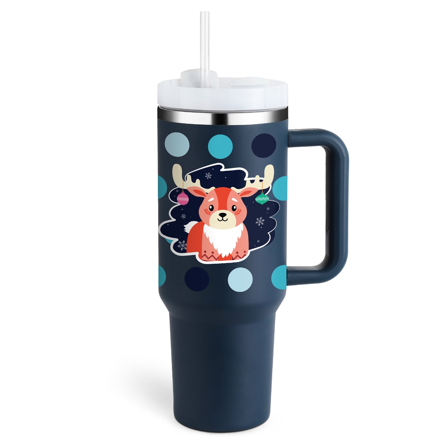 40 Oz Insulated Tumbler with Handle & Straw – Spill-Proof Stainless Steel Mug for Travel, Gym, & Office