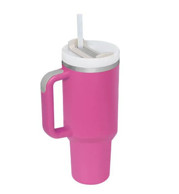 40 Oz Insulated Tumbler with Handle & Straw – Spill-Proof Stainless Steel Mug for Travel, Gym, & Office