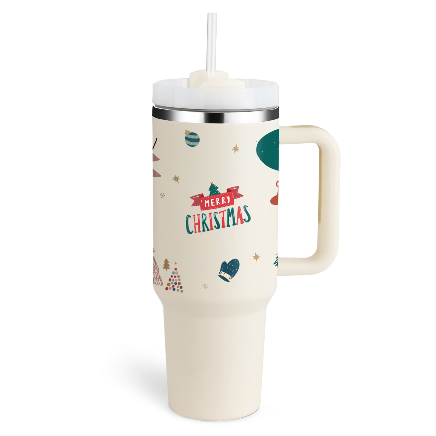 40 Oz Insulated Tumbler with Handle & Straw – Spill-Proof Stainless Steel Mug for Travel, Gym, & Office