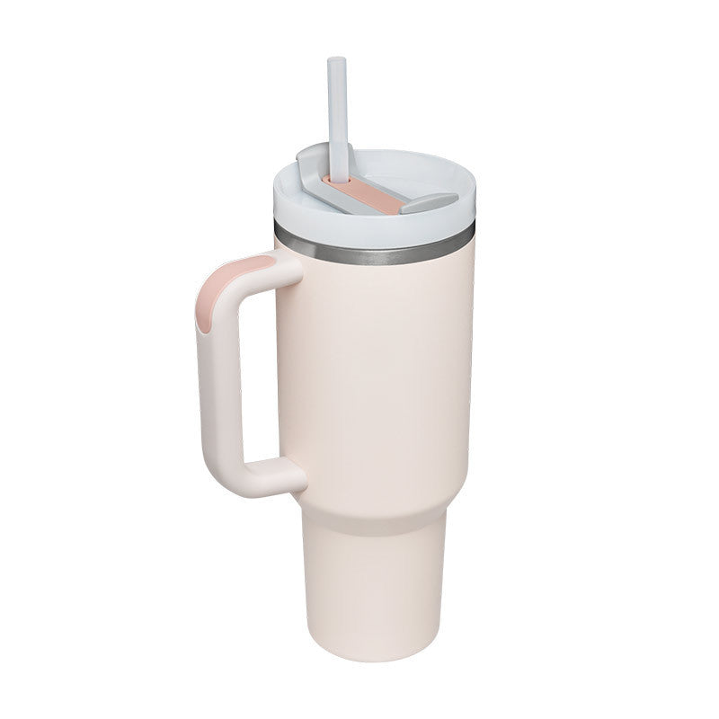 40 Oz Insulated Tumbler with Handle & Straw – Spill-Proof Stainless Steel Mug for Travel, Gym, & Office