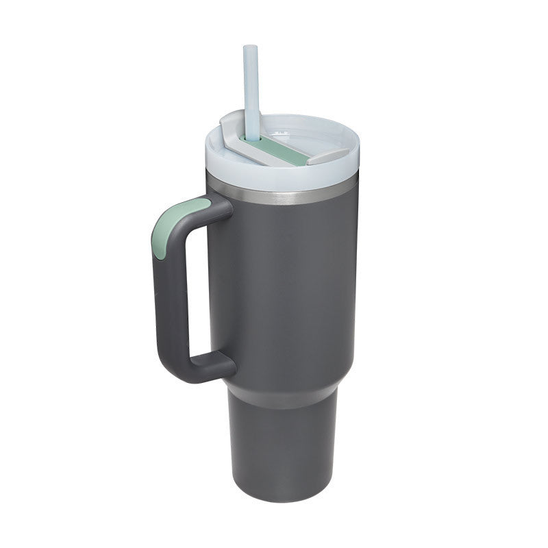 40 Oz Insulated Tumbler with Handle & Straw – Spill-Proof Stainless Steel Mug for Travel, Gym, & Office