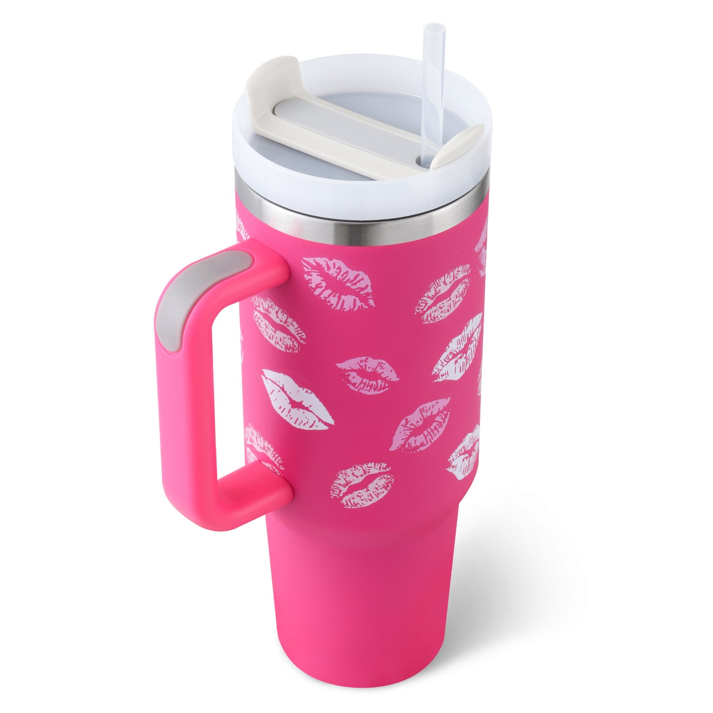 40 Oz Insulated Tumbler with Handle & Straw – Spill-Proof Stainless Steel Mug for Travel, Gym, & Office