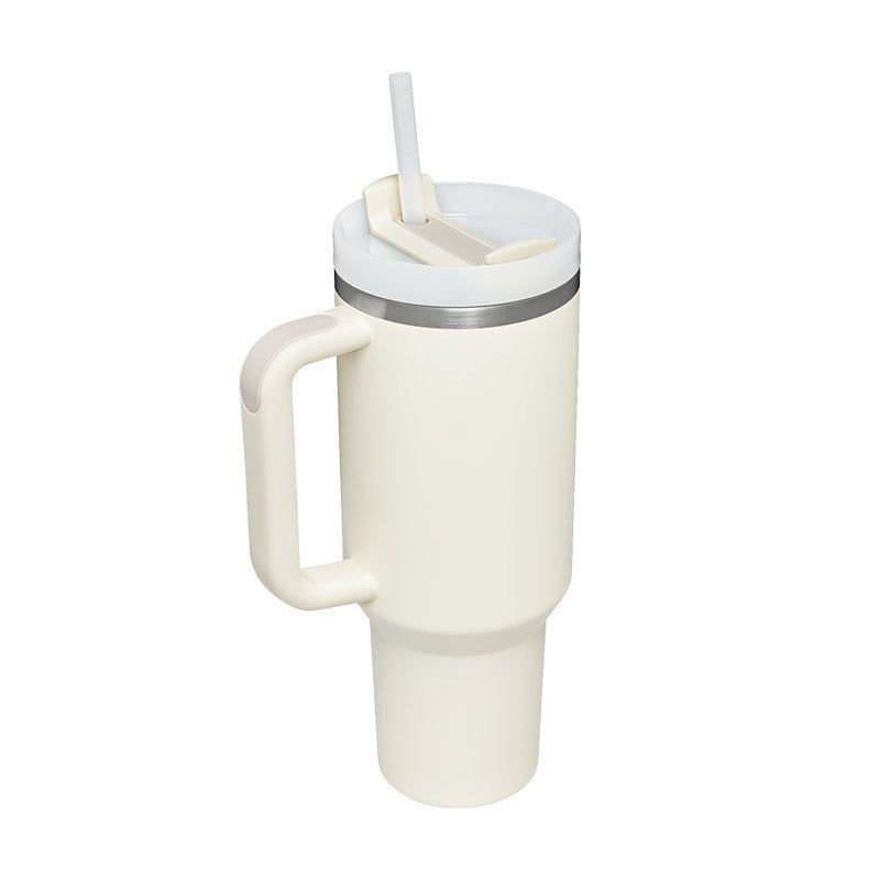 40 Oz Insulated Tumbler with Handle & Straw – Spill-Proof Stainless Steel Mug for Travel, Gym, & Office
