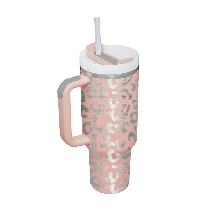 40 Oz Insulated Tumbler with Handle & Straw – Spill-Proof Stainless Steel Mug for Travel, Gym, & Office