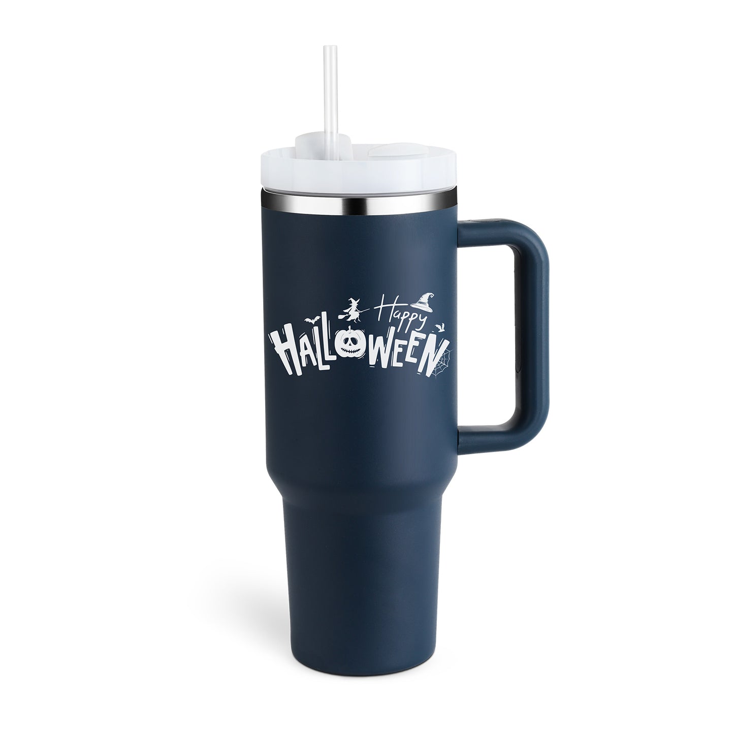 40 Oz Insulated Tumbler with Handle & Straw – Spill-Proof Stainless Steel Mug for Travel, Gym, & Office