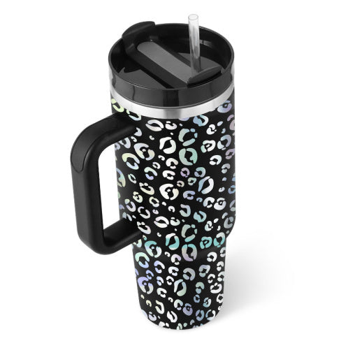 40 Oz Insulated Tumbler with Handle & Straw – Spill-Proof Stainless Steel Mug for Travel, Gym, & Office