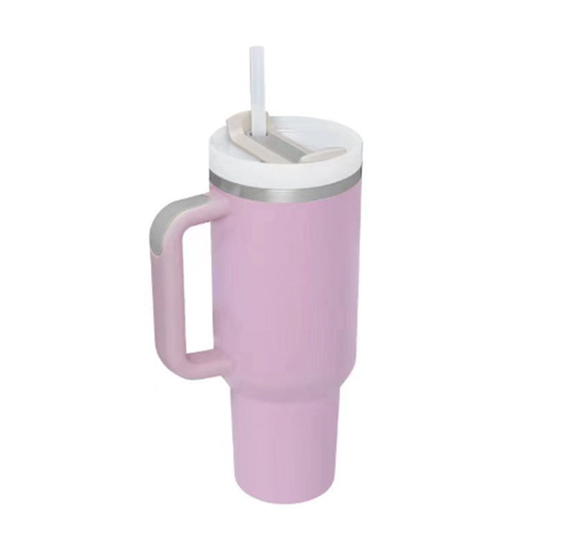 40 Oz Insulated Tumbler with Handle & Straw – Spill-Proof Stainless Steel Mug for Travel, Gym, & Office