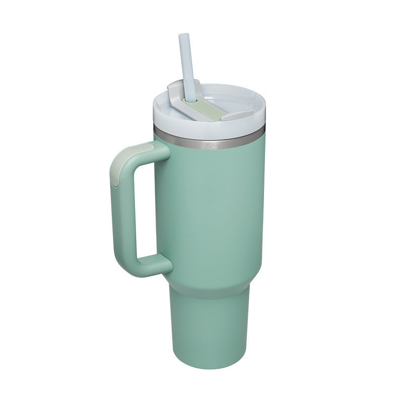 40 Oz Insulated Tumbler with Handle & Straw – Spill-Proof Stainless Steel Mug for Travel, Gym, & Office