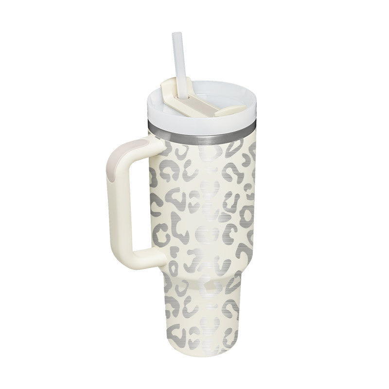40 Oz Insulated Tumbler with Handle & Straw – Spill-Proof Stainless Steel Mug for Travel, Gym, & Office