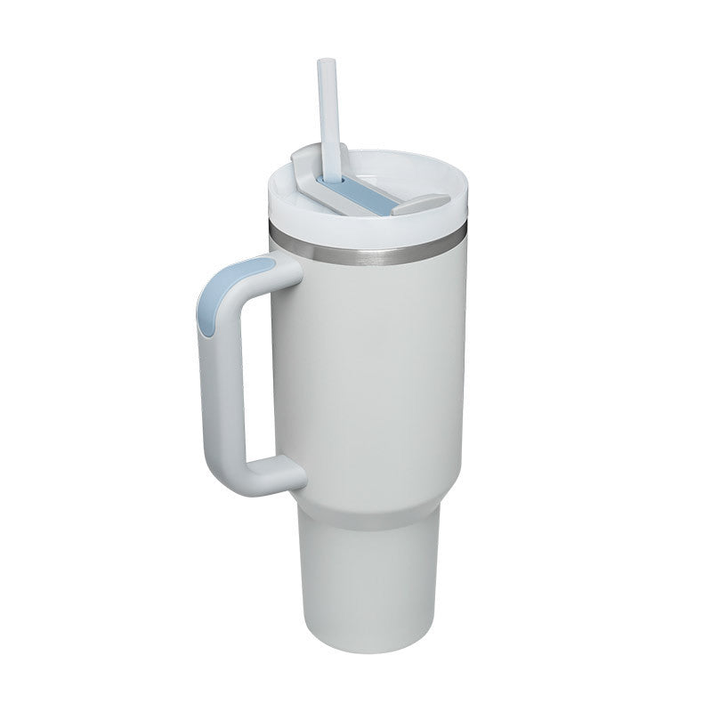 40 Oz Insulated Tumbler with Handle & Straw – Spill-Proof Stainless Steel Mug for Travel, Gym, & Office