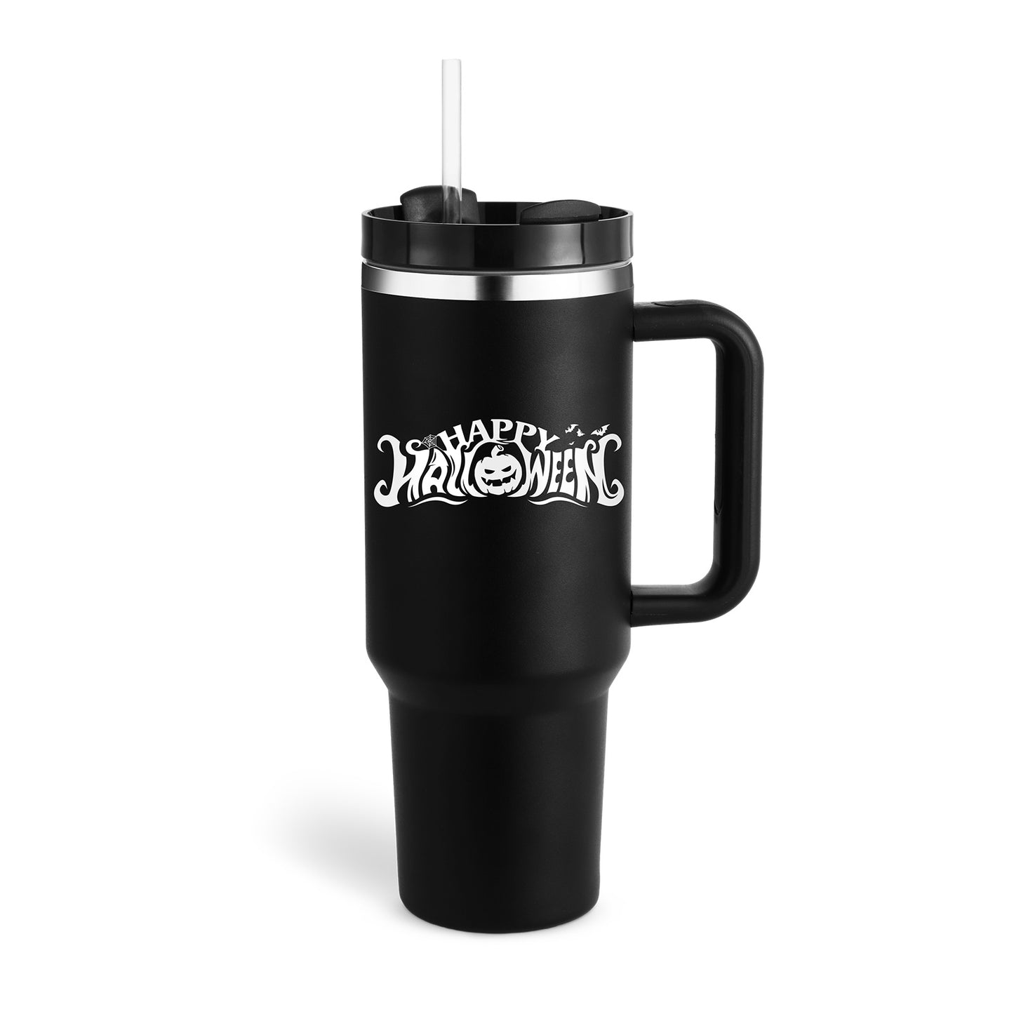 40 Oz Insulated Tumbler with Handle & Straw – Spill-Proof Stainless Steel Mug for Travel, Gym, & Office