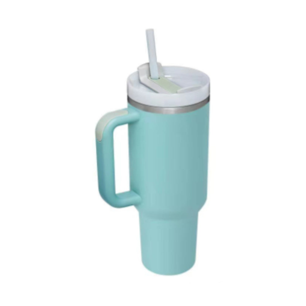 40 Oz Insulated Tumbler with Handle & Straw – Spill-Proof Stainless Steel Mug for Travel, Gym, & Office