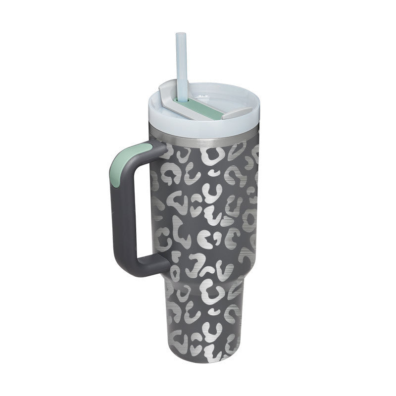 40 Oz Insulated Tumbler with Handle & Straw – Spill-Proof Stainless Steel Mug for Travel, Gym, & Office