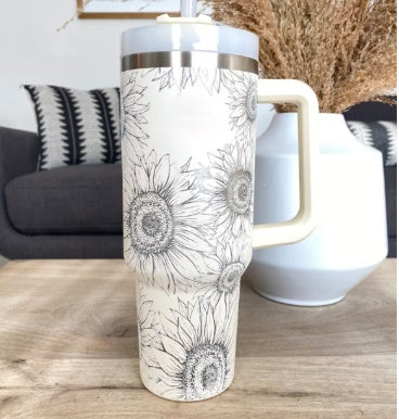 40 Oz Insulated Tumbler with Handle & Straw – Spill-Proof Stainless Steel Mug for Travel, Gym, & Office
