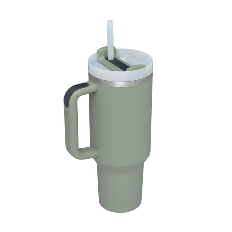 40 Oz Insulated Tumbler with Handle & Straw – Spill-Proof Stainless Steel Mug for Travel, Gym, & Office