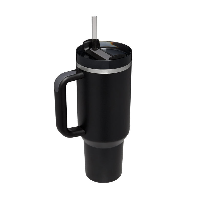 40 Oz Insulated Tumbler with Handle & Straw – Spill-Proof Stainless Steel Mug for Travel, Gym, & Office