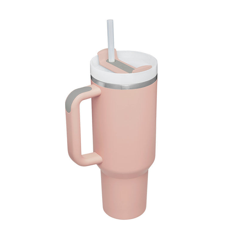40 Oz Insulated Tumbler with Handle & Straw – Spill-Proof Stainless Steel Mug for Travel, Gym, & Office